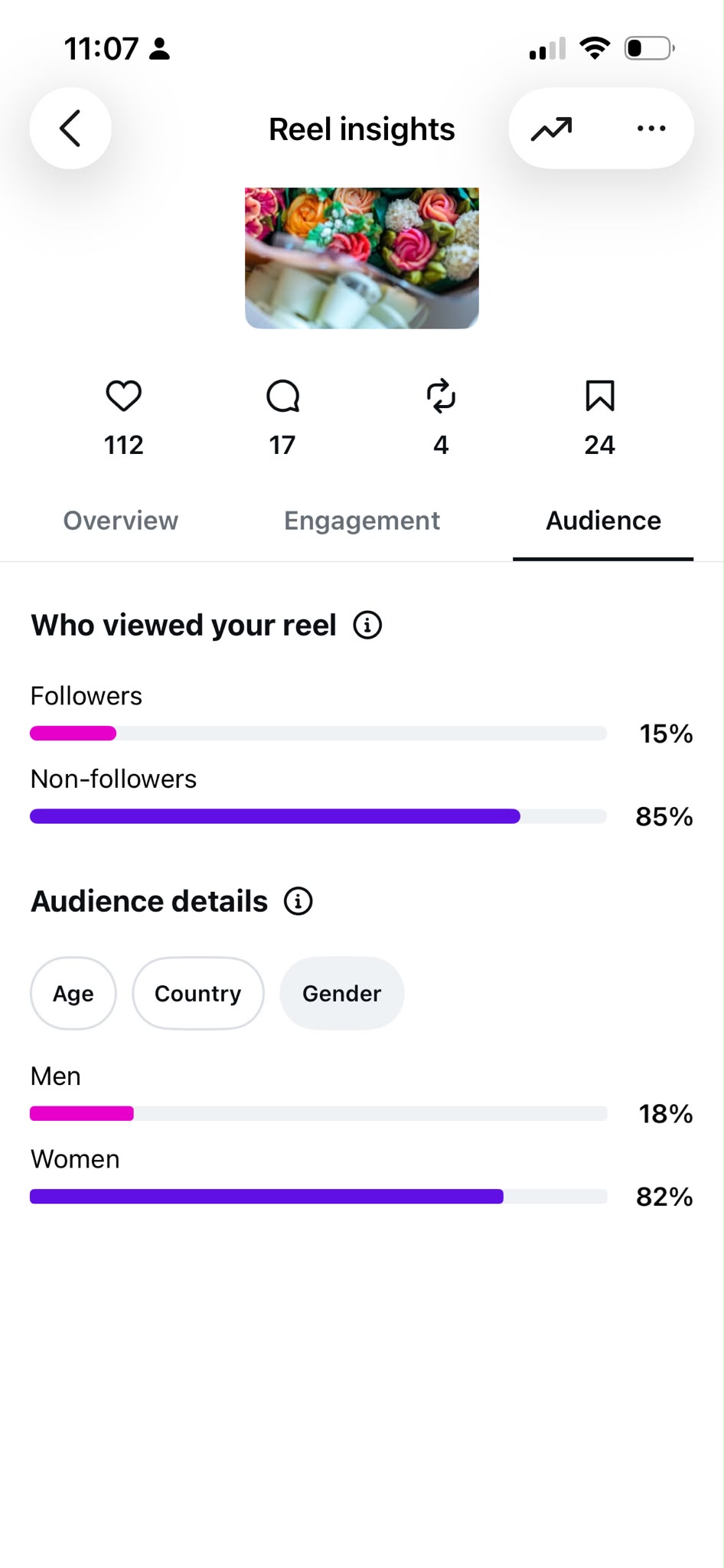 Instagram insights screenshot, follower growth